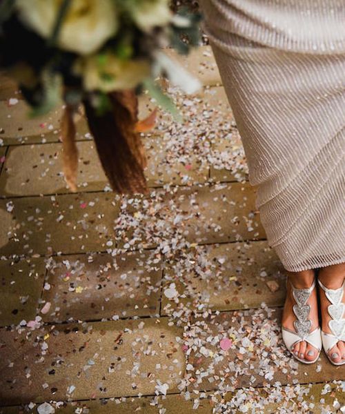 Best Wedding Shoes for 2019 | Flat Embroidered Bridal Shoes | Silver and Ivory Strappy Wedding Shoes