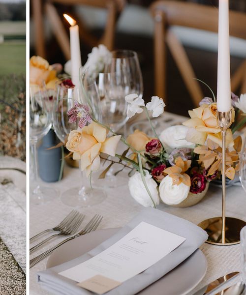 Understated Luxury at St Giles House by Fern Godfrey Weddings with Creamy blossom tones, muted yellows and earthy taupe shades