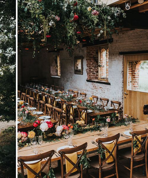 'Frida Kahlo' Flower Crown, Halfpenny London Bridal Separates and Colourful Bouquets with Peonies for Suffolk Wedding, shot by From The Smiths Photography