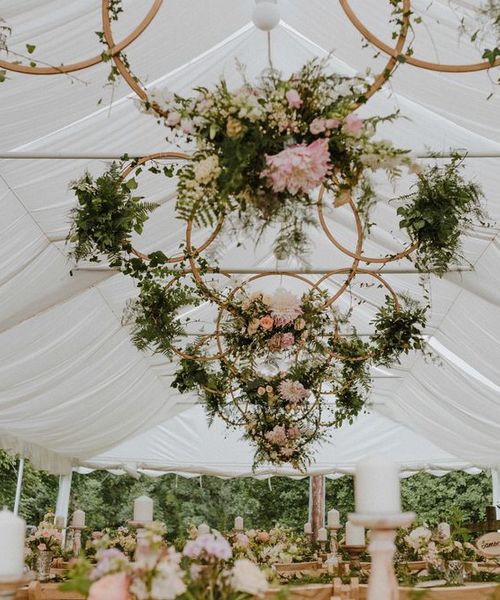 Hanging Wedding Hoop installation styled by Rustic RentalsImage by Nick Walker Photography