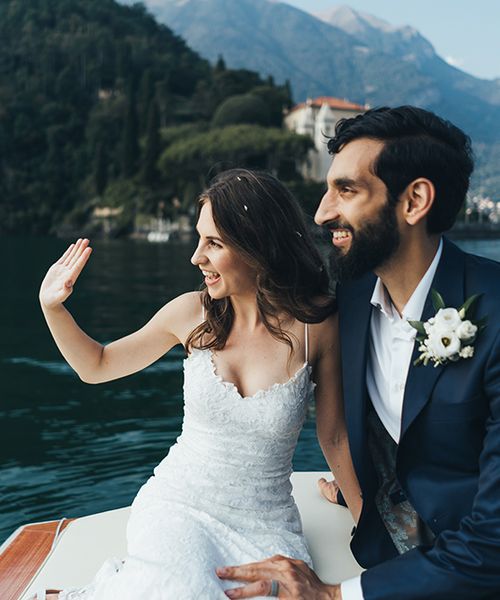 Lake Como Elopement with Bride in Mia Grace Loves Lace Wedding Dress