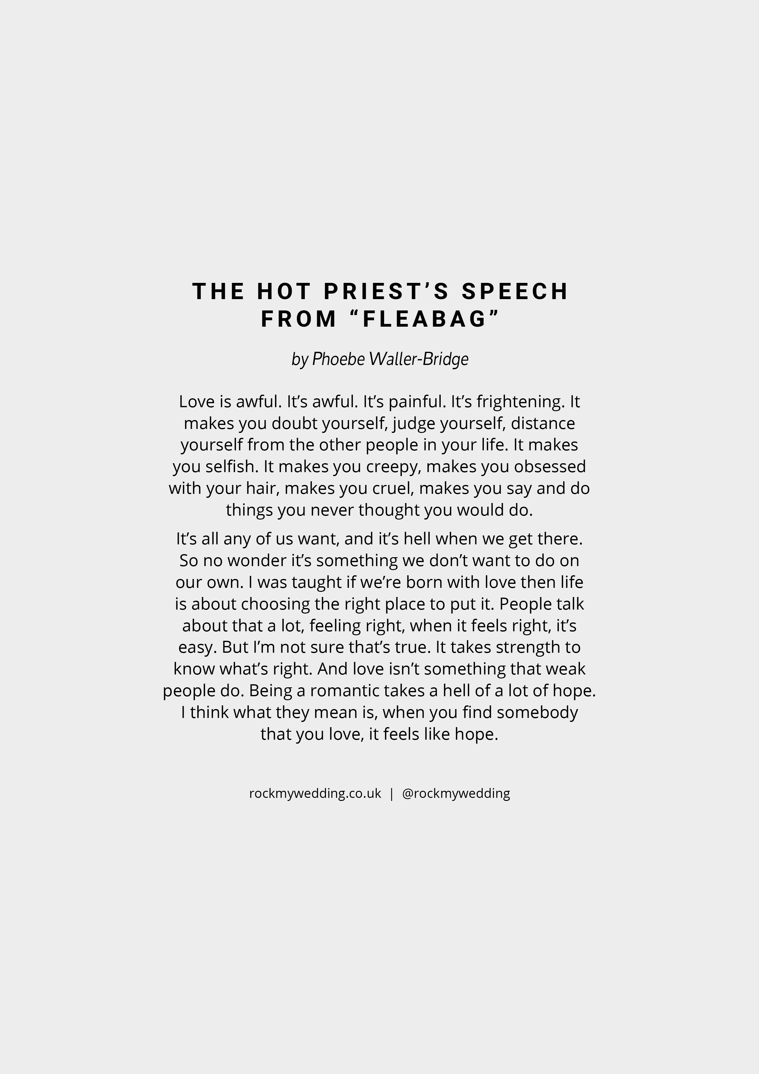 The Hot Priest's Speech From “Fleabag” by Phoebe Waller-Bridge