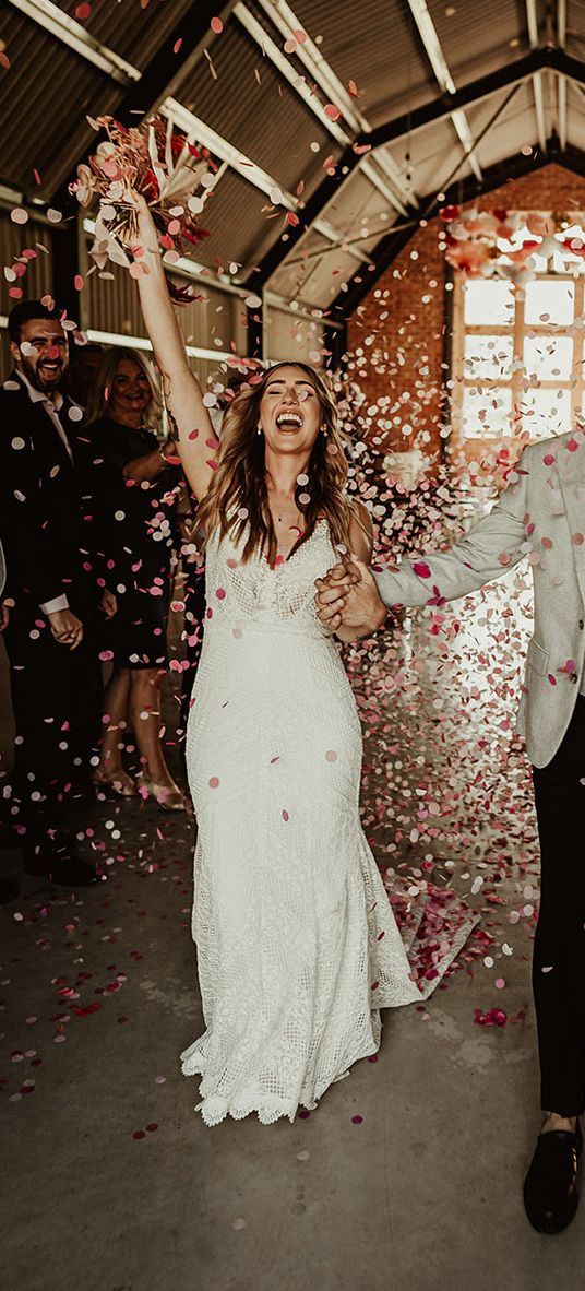 The Giraffe Shed wedding with confetti exit