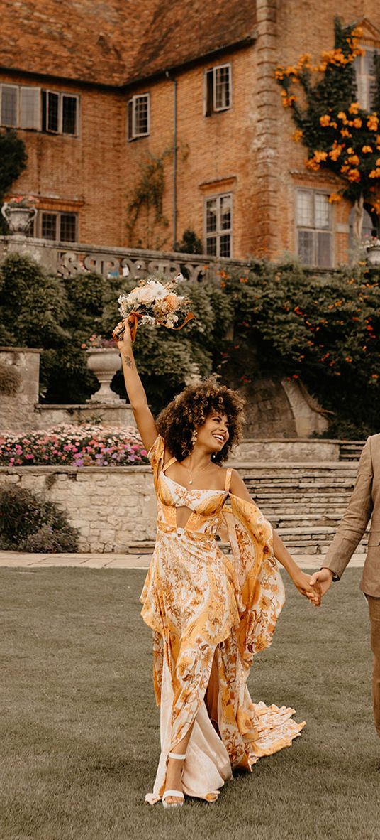 Safari wedding at Port Lympne wedding with colourful wedding dress