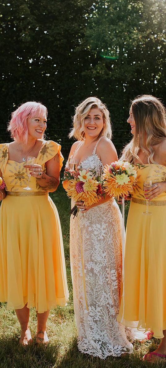 canary yellow bridesmaid dresses hayley savage photography