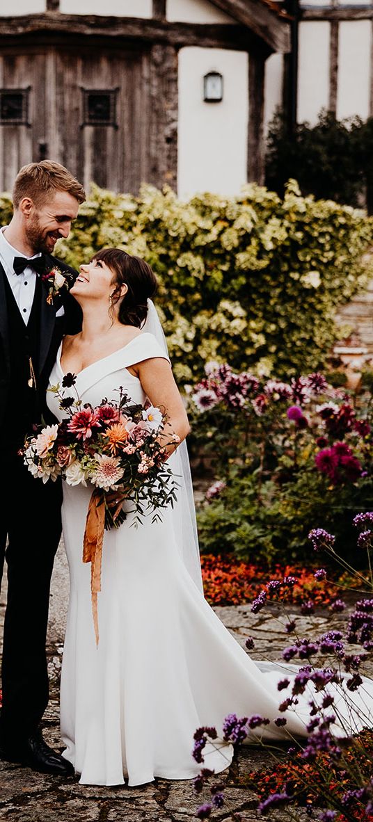 The Barn at Alswick wedding with bride and groom