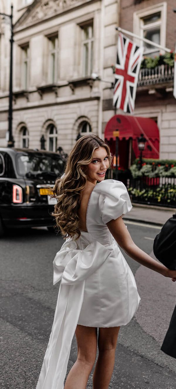 London Bride in Short Wedding Dress With Oversized Bow - Wedding Trends 2024 - Rock My Wedding Trend Report Wedding Trends 2025