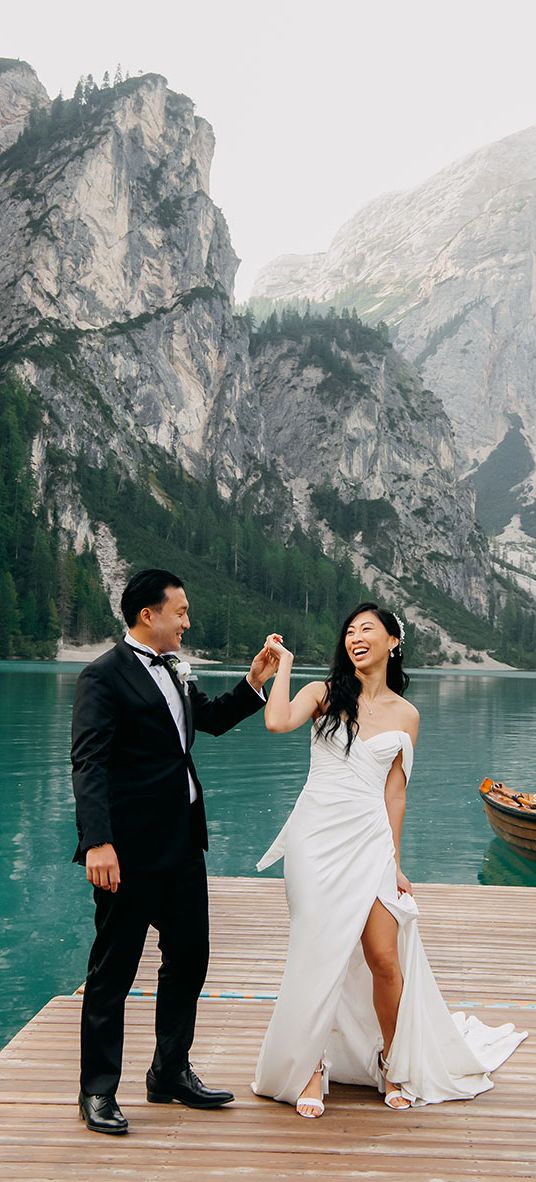 The Dolomites in Italy wedding with lakeside ceremony