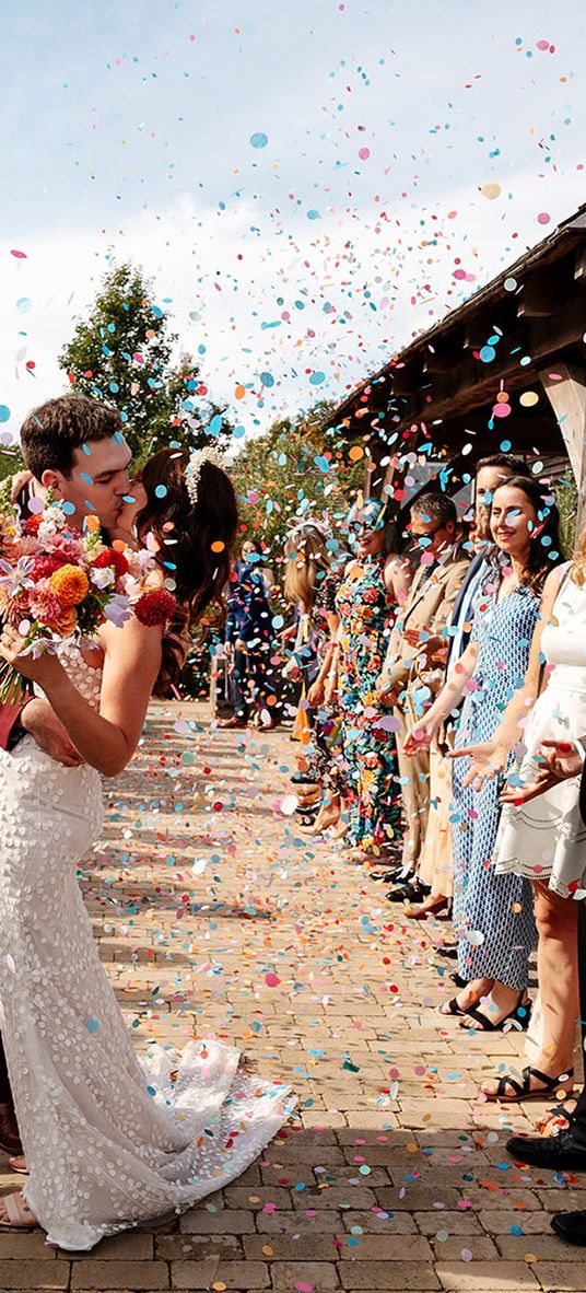 The Canary Shed wedding with colourful decorations