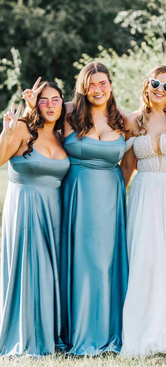 blue satin bridesmaid dresses Jessica Ghansah Weddings