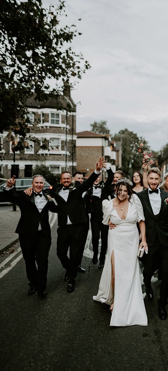 London city wedding at 100 Barrington with black bridesmaid dresses