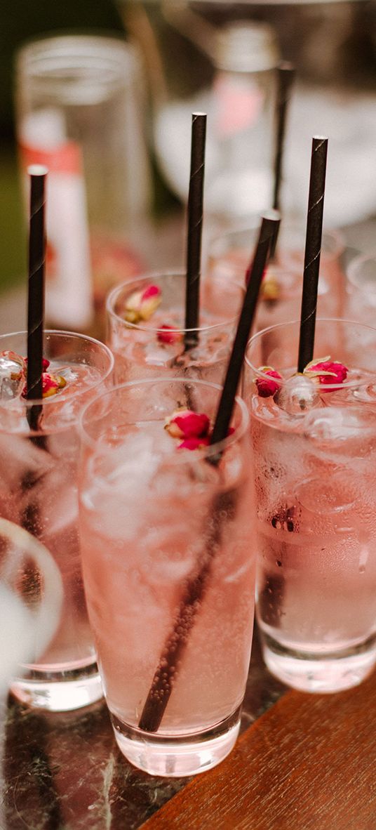 Pink wedding mocktails