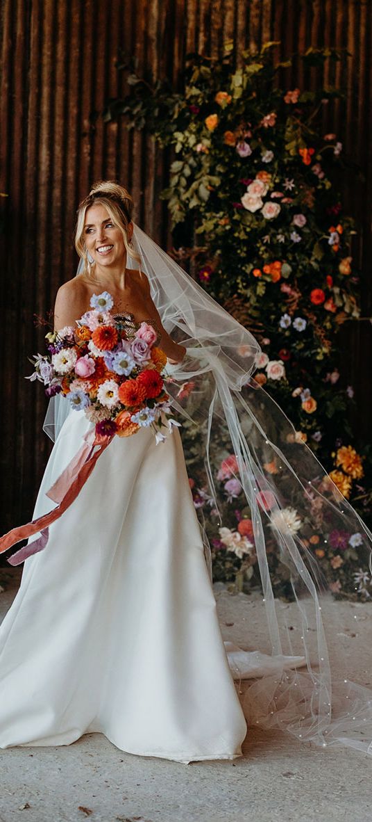 Silchester Farm in Hampshire wedding with bride in Jesus Peiro wedding dress