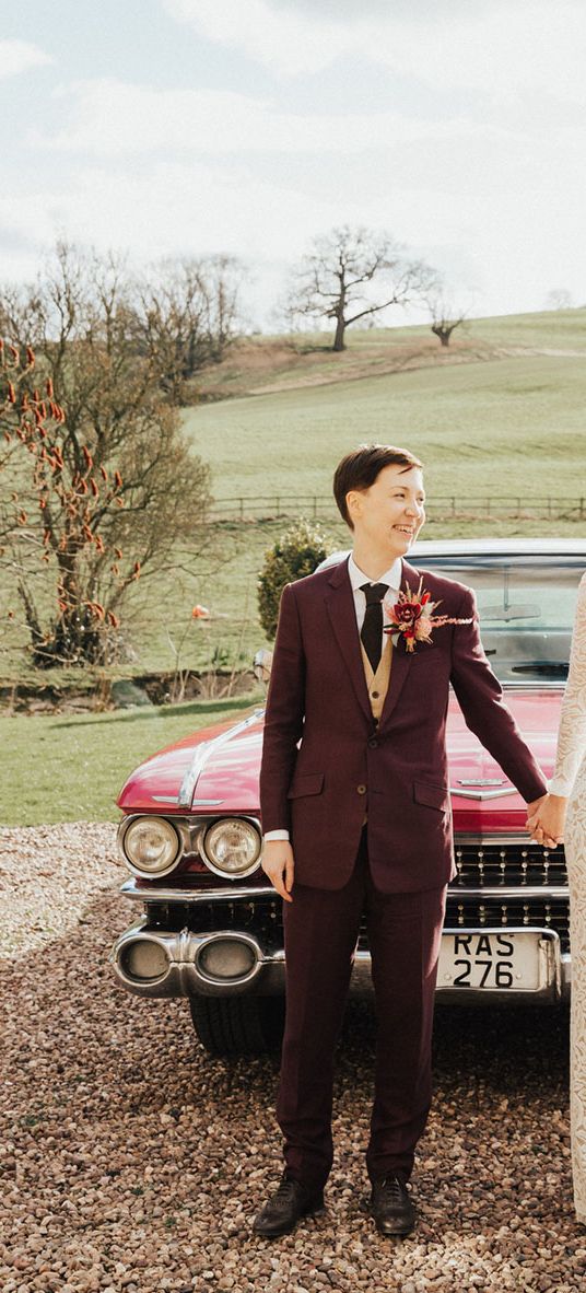 Bride and her partner for gender neutral wedding at Lyde Court.