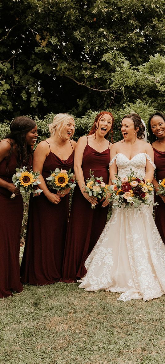 red bridesmaid dresses for Dewsall Court wedding