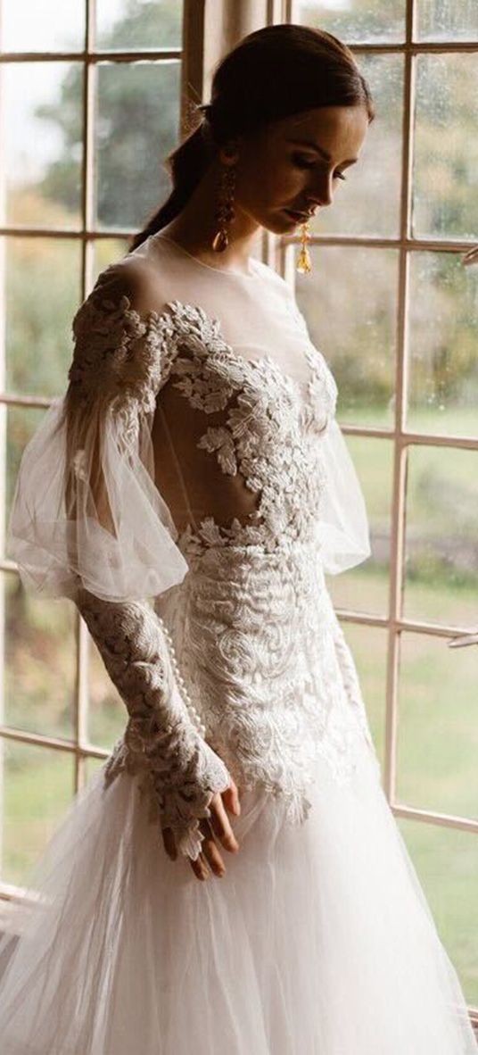 bride in Emma Beaumont dropped waist wedding dress