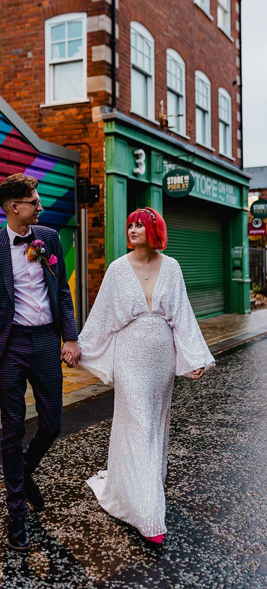 colourful music-themed wedding with wedding outfits from ASOS