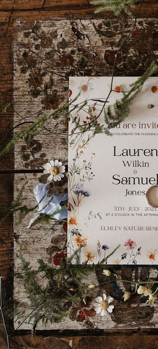 wildflower theme wedding invitation