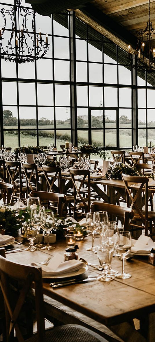 Surrey wedding venue tablescape at Botley Hill Barn.