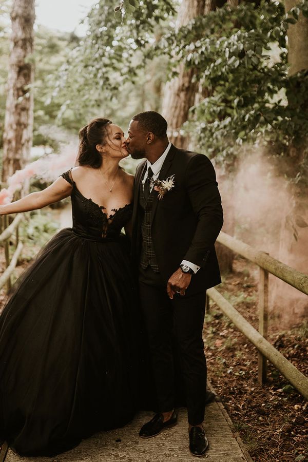 Black Strapless Wedding Dress