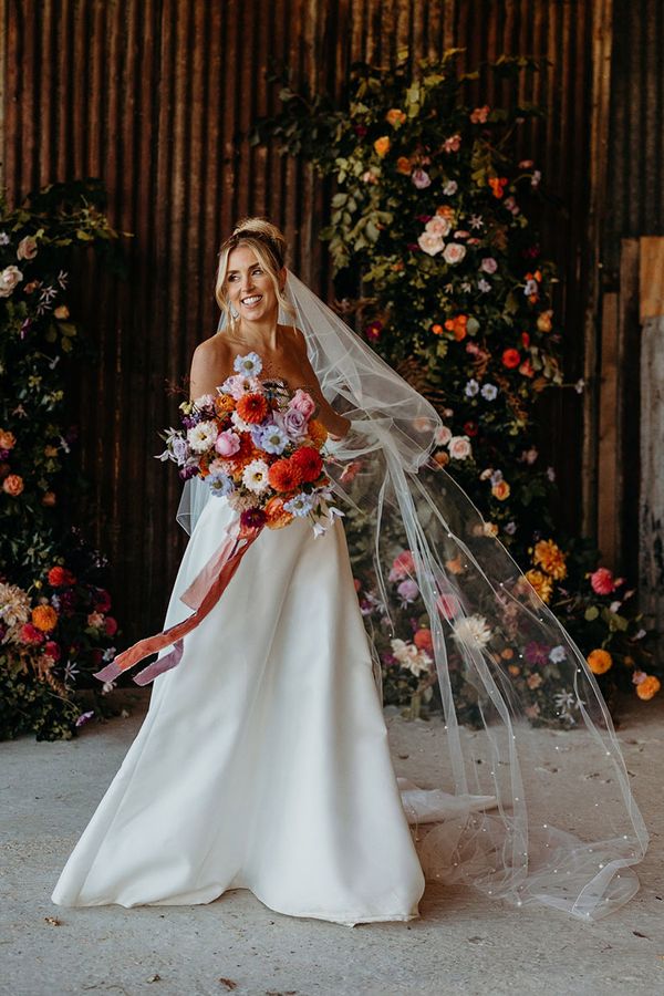 Silchester Farm in Hampshire wedding with bride in Jesus Peiro wedding dress