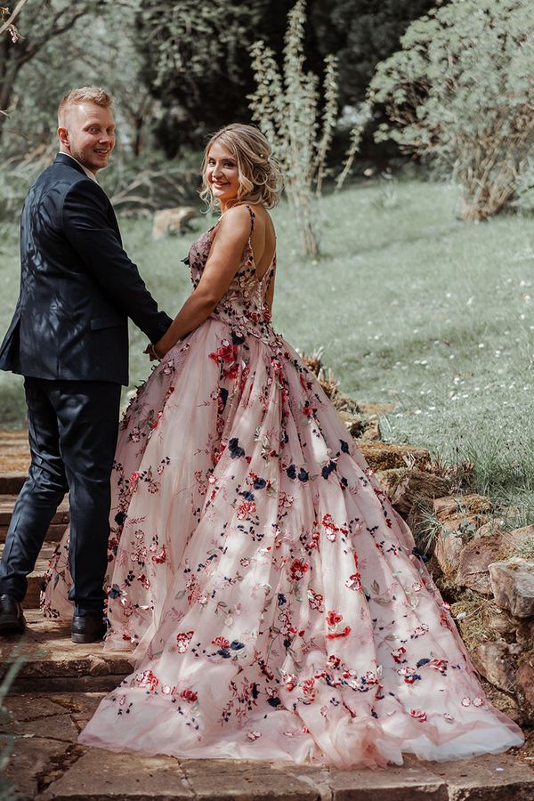 Floral Applique Wedding Dress