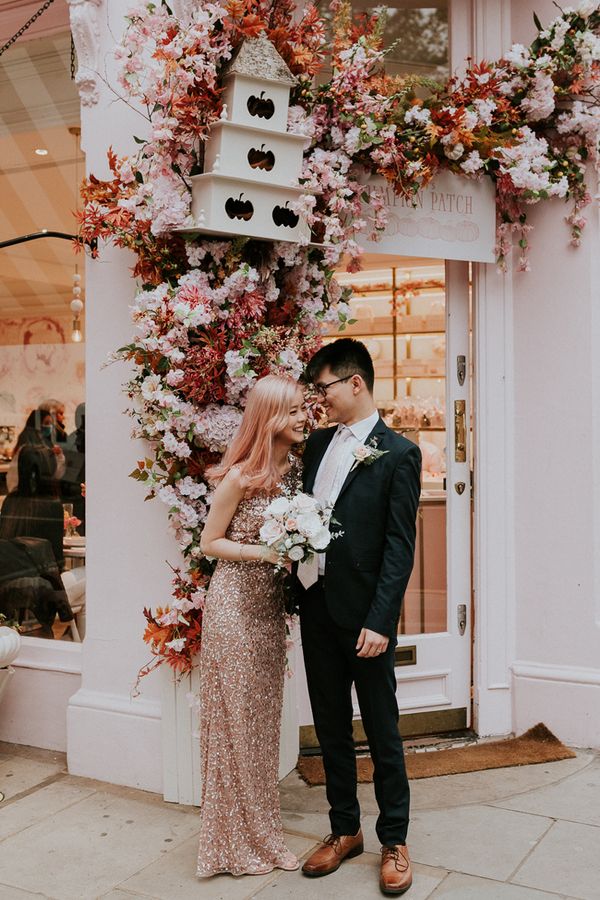 Pink Sequin Wedding Dress