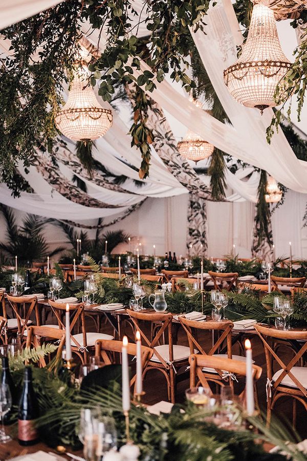 Greenery theme wedding marquee at Iscoyd Park