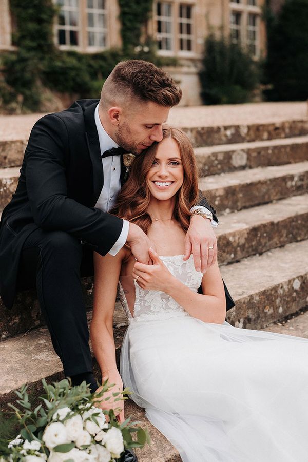 timeless Brympton House wedding venue with black tie wedding fashion