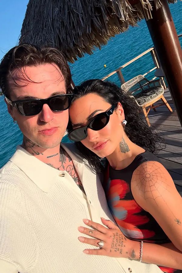 Demi Lovato on honeymoon with ocean backdrop celebrity honeymoon inspiration