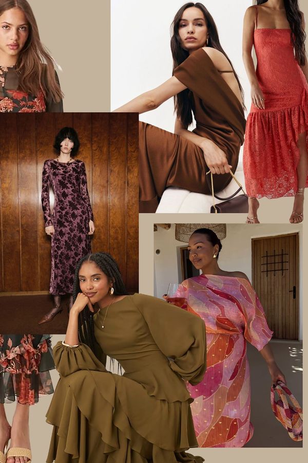 Edit of the best autumn wedding guest dresses from high street and designer fashion brands by Rock My Wedding