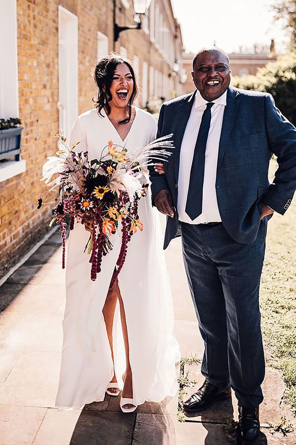 Bride and father of the bride on wedding day