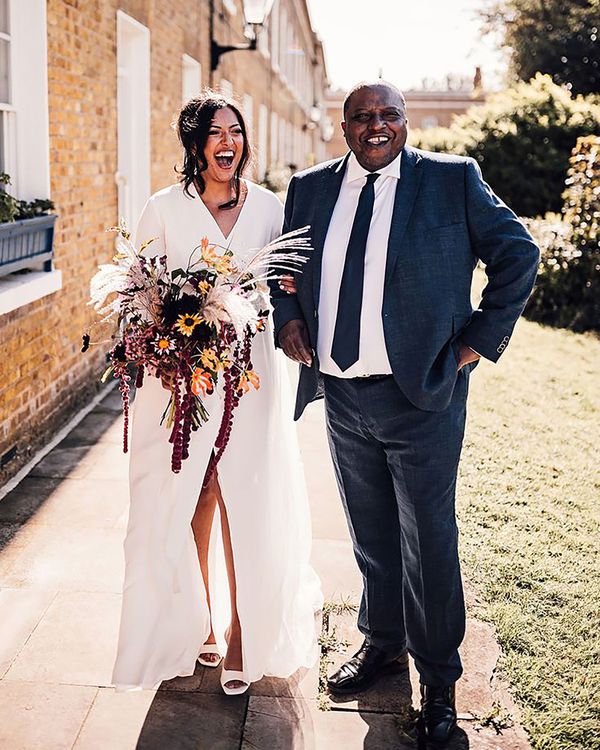 Bride and father of the bride on wedding day