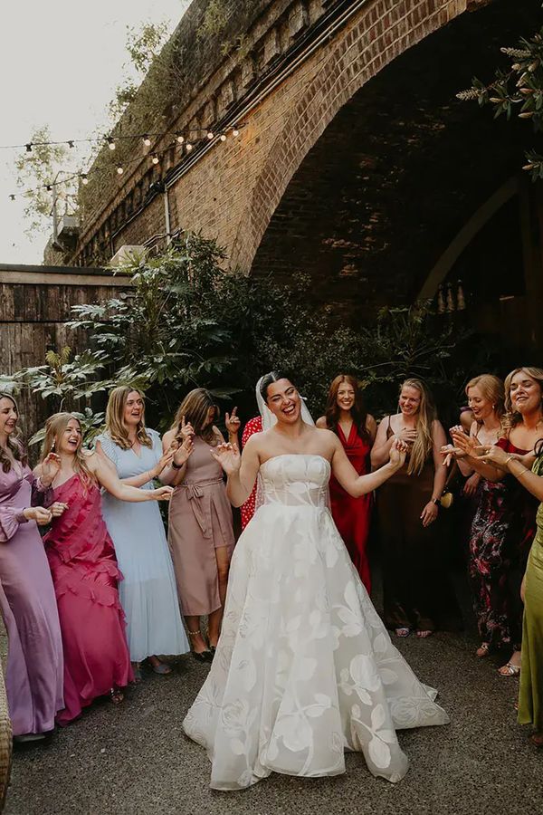 Mismatched colourful bridesmaid dresses styled on different body types