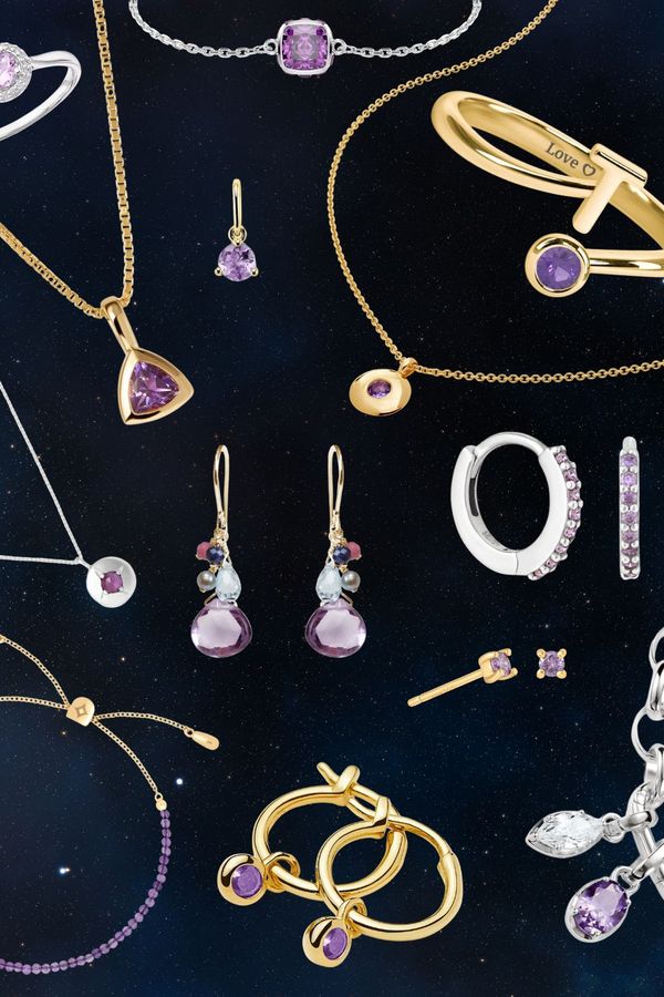 Edit of the best February birthstone jewellery by Rock My Wedding, including amethyst necklaces, rings, bracelets and more