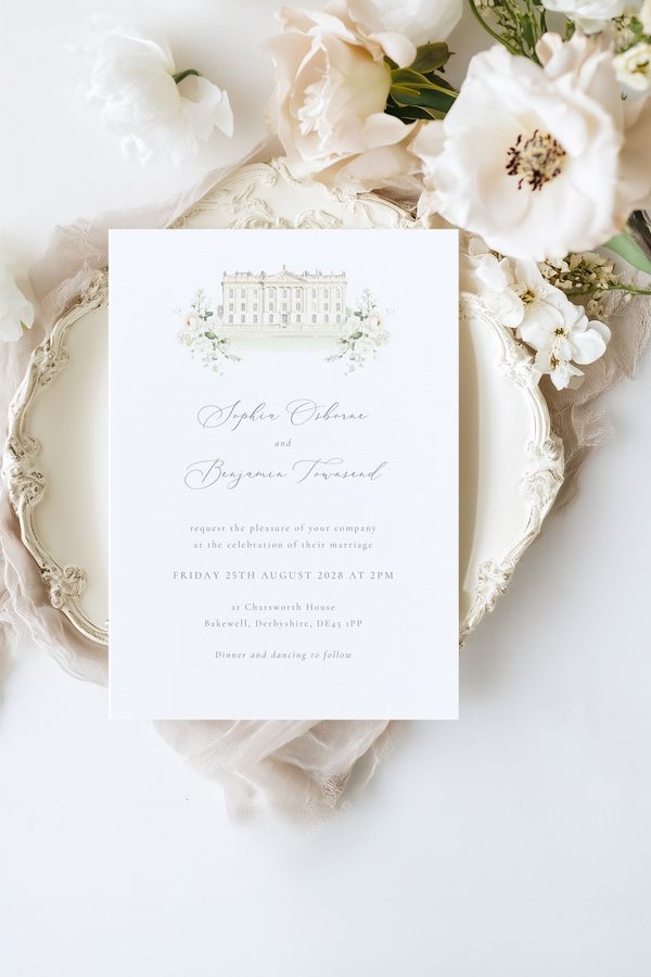 Venue illustration Invitation with Flowers