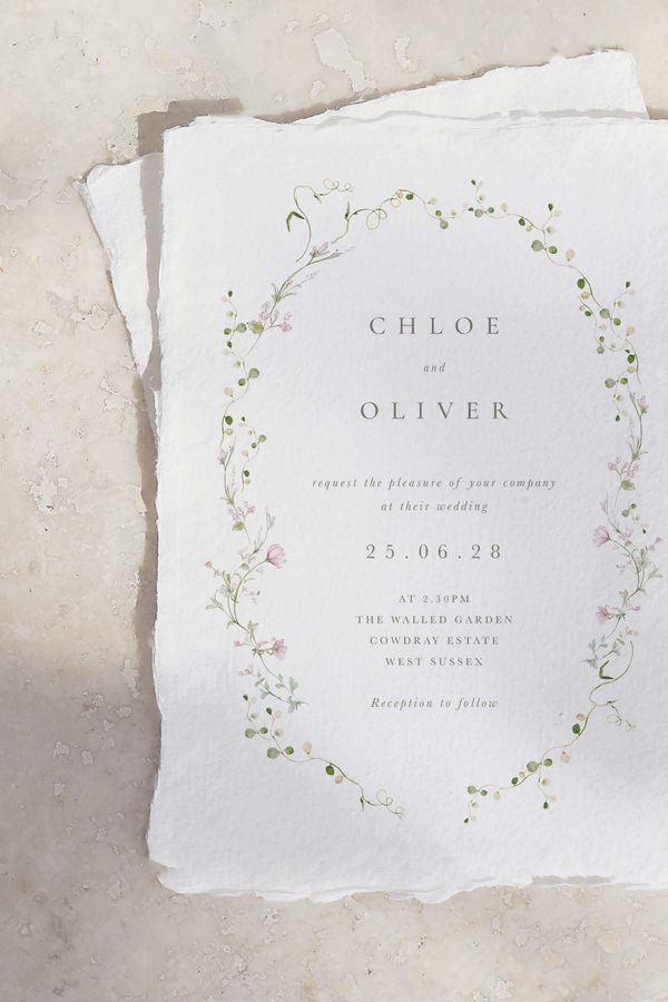 Sage green wedding invitation