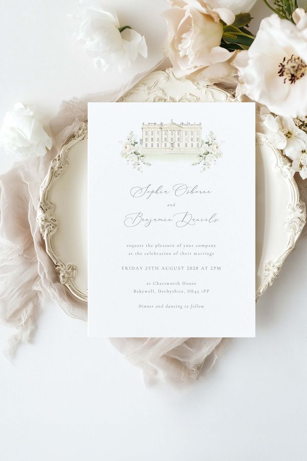 Venue illustration Invitation with Flowers