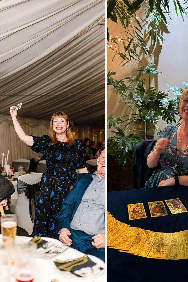 Entertaining wedding guests with magic and tarot. Photos by Chloe Lee and Lex Fleming 