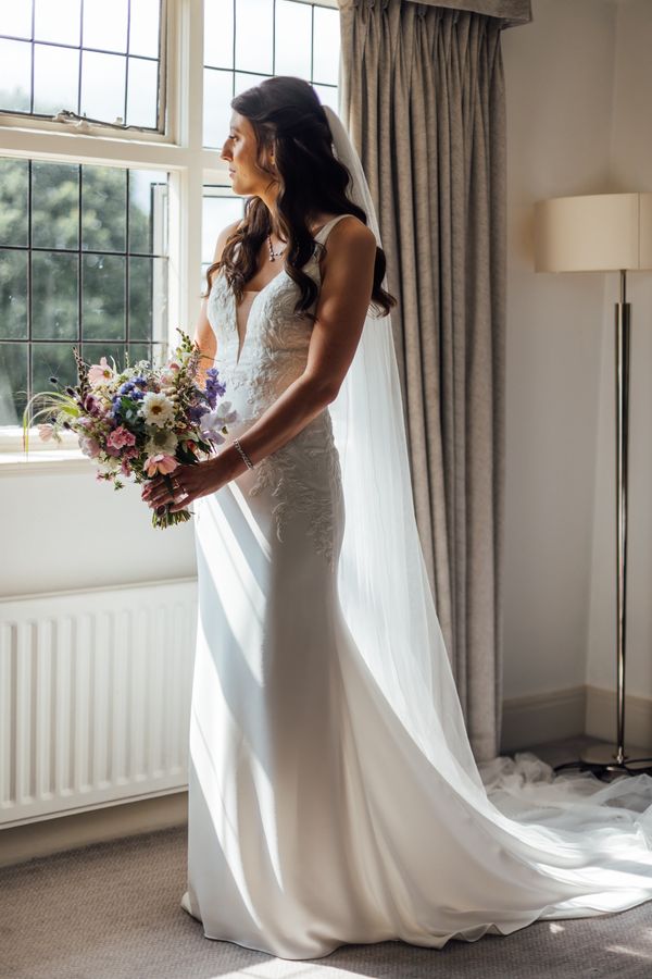  A June Bride with her wild and natural pastel bouquet, photograph by Amy-Rose Photography
