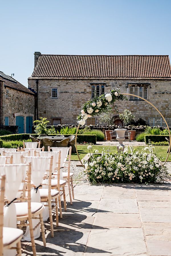 Outdoor ceremony in our beautiful private courtyard. Photo by Joe Dodsworth Photography, Flowers and Styling by Natasha Jane Events
