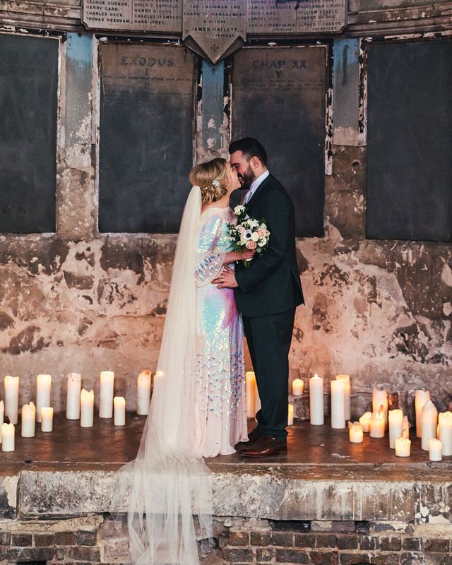 Iridescent wedding dress