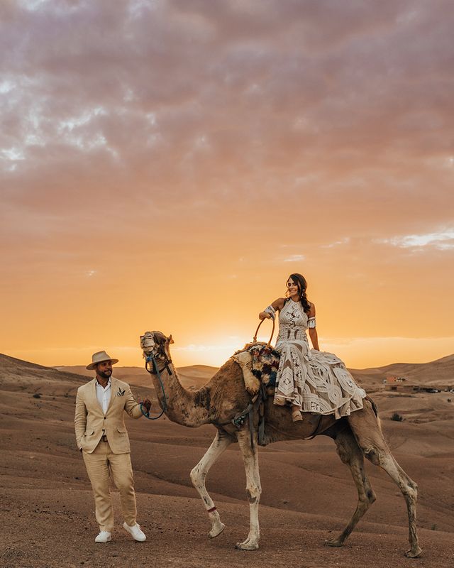 Marrakech desert elopment wedding with camel rides