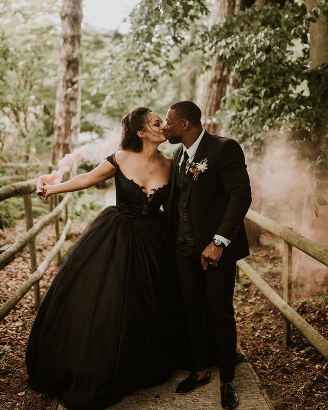 Black Strapless Wedding Dress