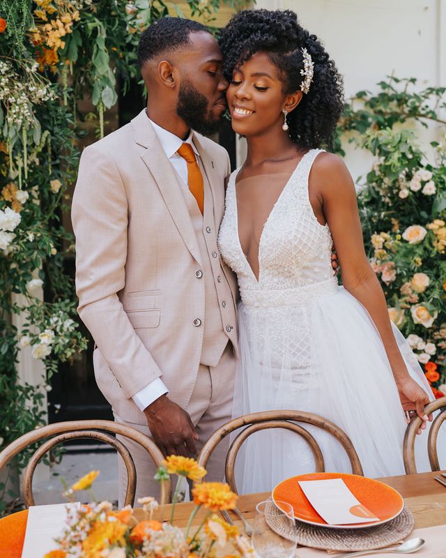 plunging neckline wedding dress 1