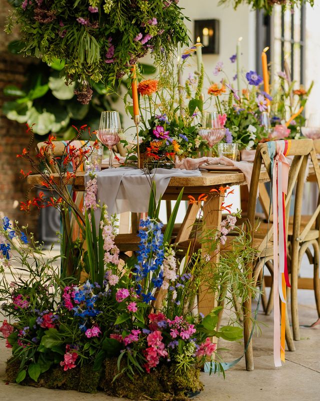 Fiesta theme wedding with colourful plants and flowers, bright ribbon, lace dresses and contemporary wedding stationery