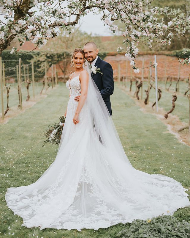 Stanlake Park wedding with a cute couple portrait of the bride and groom.