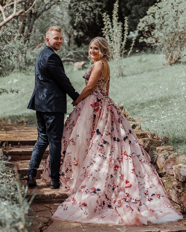 Floral Applique Wedding Dress