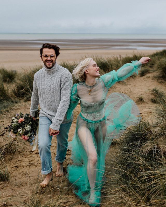 Pastel wedding dress