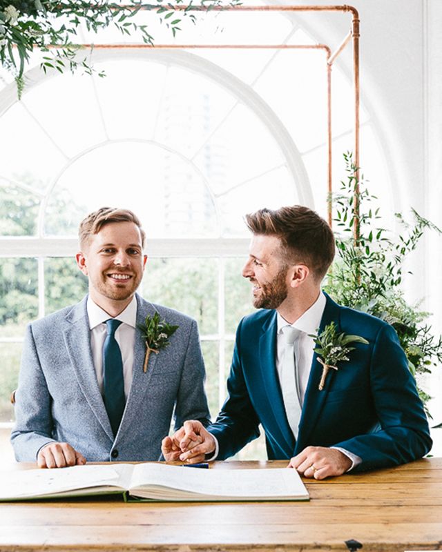 same sex wedding with industrial styling at wimborne house